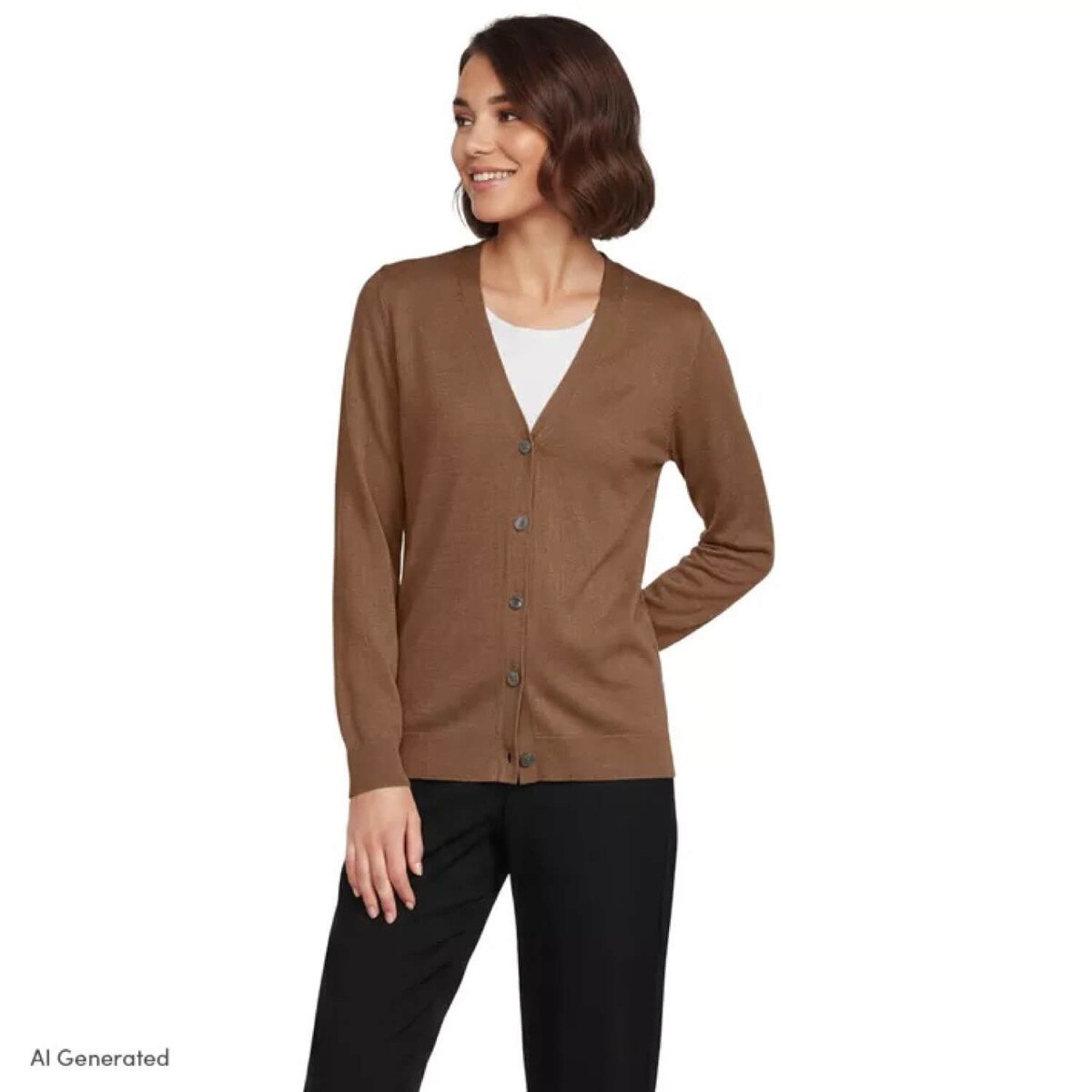 [16] Lands End Womens Cotton Modal V-neck Cardigan Sweater